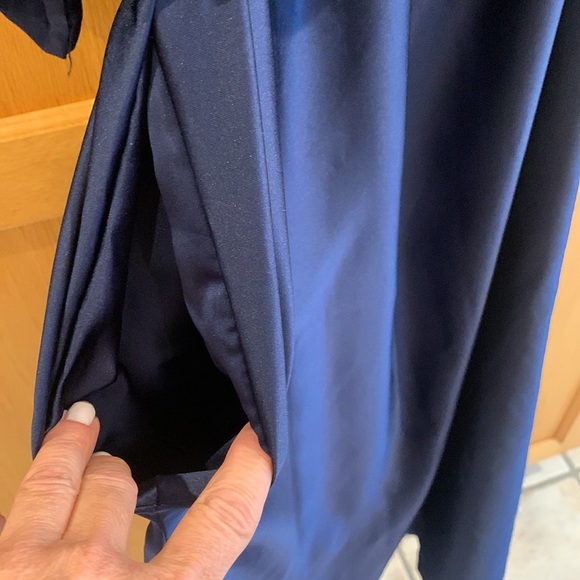 Vintage Kimono Style Satin Floral Long Navy Long Robe Women Sz 10– 12 Made in UK - Picture 12 of 17